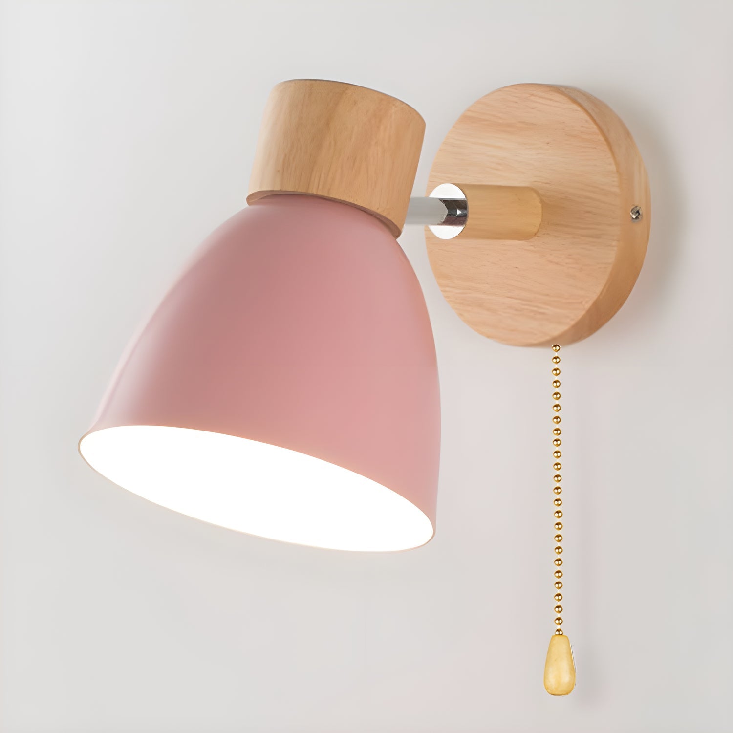 Kinkiet Tuli | Lampa Ścienna z Przełącznikiem Łańcuszkowym | Drewno i Metal