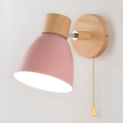 Kinkiet Tuli | Lampa Ścienna z Przełącznikiem Łańcuszkowym | Drewno i Metal