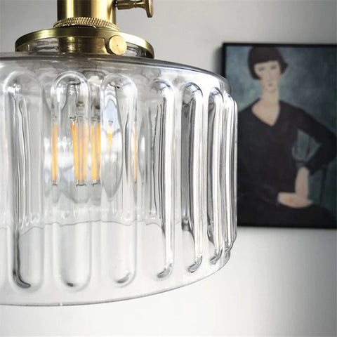 Vetro Zeno | Lampa wisząca szklana | Żłobiony klosz retro
