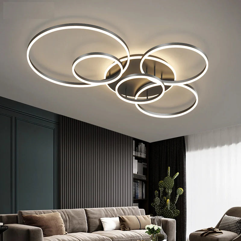 Lampa Sufitowa CircoLux | Nowoczesne Oświetlenie LED | Ściemnialne Pierścienie z Pilotem