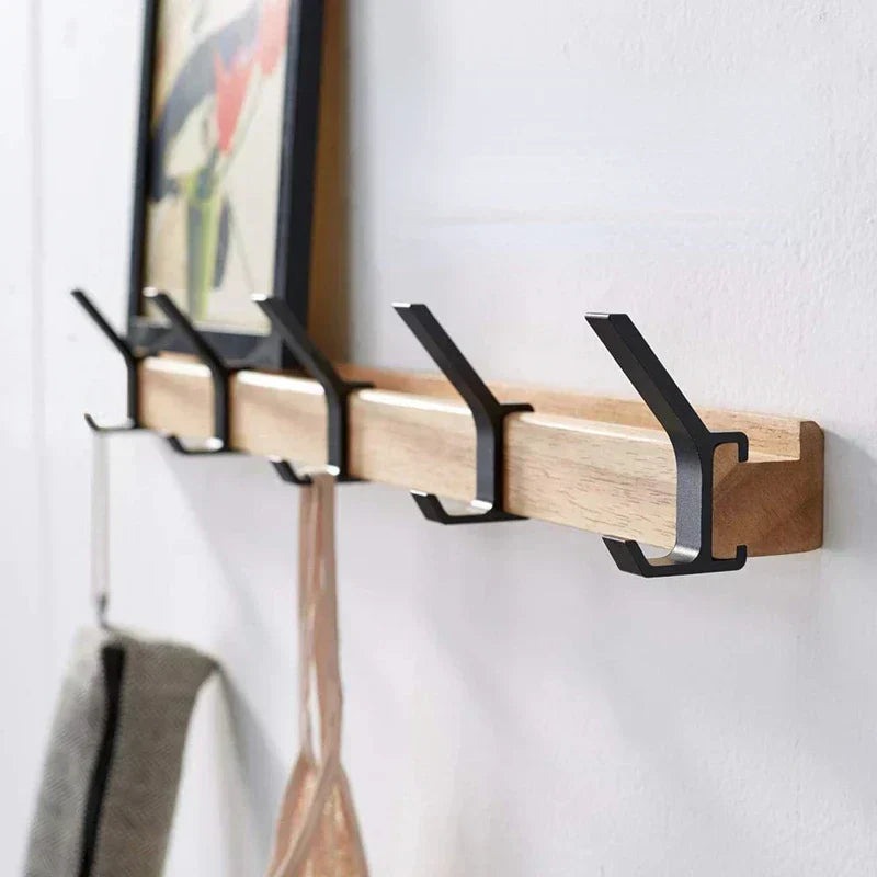 NordicFlex Wieszak Ścienny | Minimalistyczny Wieszak do Przedpokoju | Drewno i Aluminium