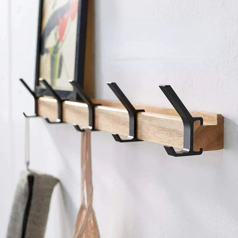 NordicFlex Wieszak Ścienny | Minimalistyczny Wieszak do Przedpokoju | Drewno i Aluminium