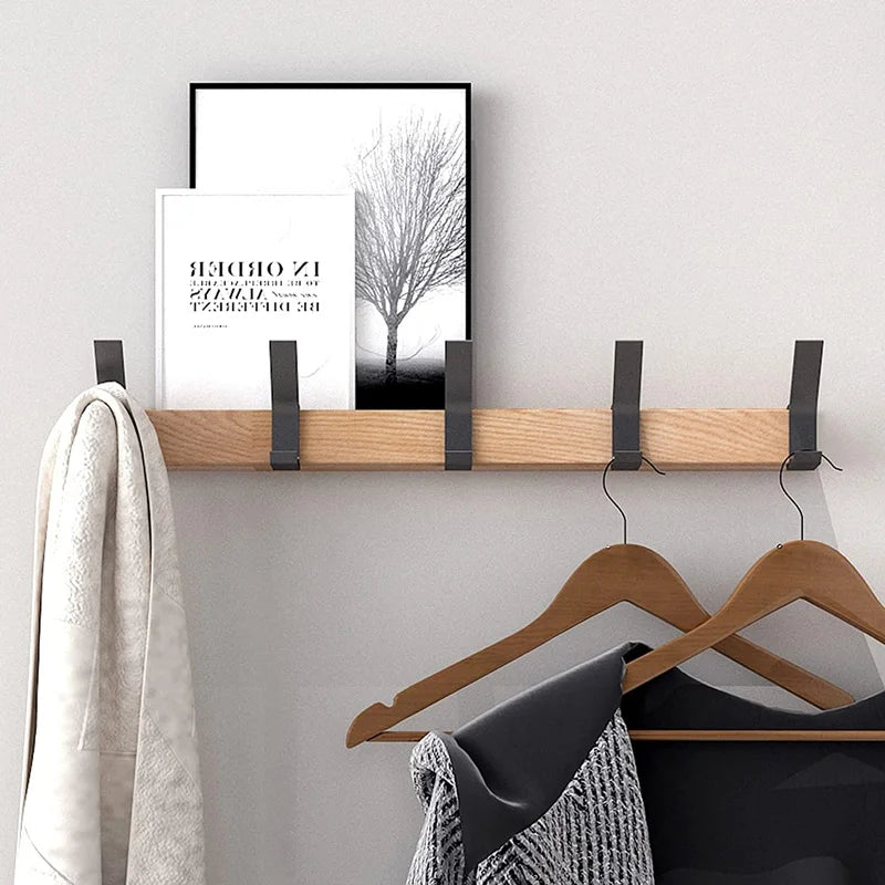 NordicFlex Wieszak Ścienny | Minimalistyczny Wieszak do Przedpokoju | Drewno i Aluminium