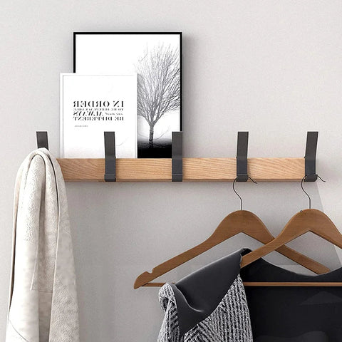 NordicFlex Wieszak Ścienny | Minimalistyczny Wieszak do Przedpokoju | Drewno i Aluminium