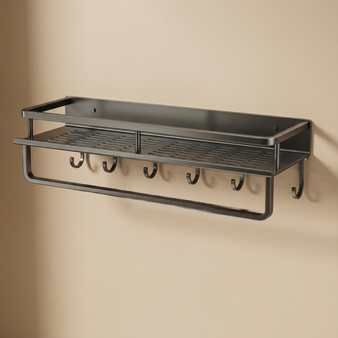 Półka Kuchennego Porządku | Nowoczesna Półka Ścienna | Czarna Metalowa Konstrukcja