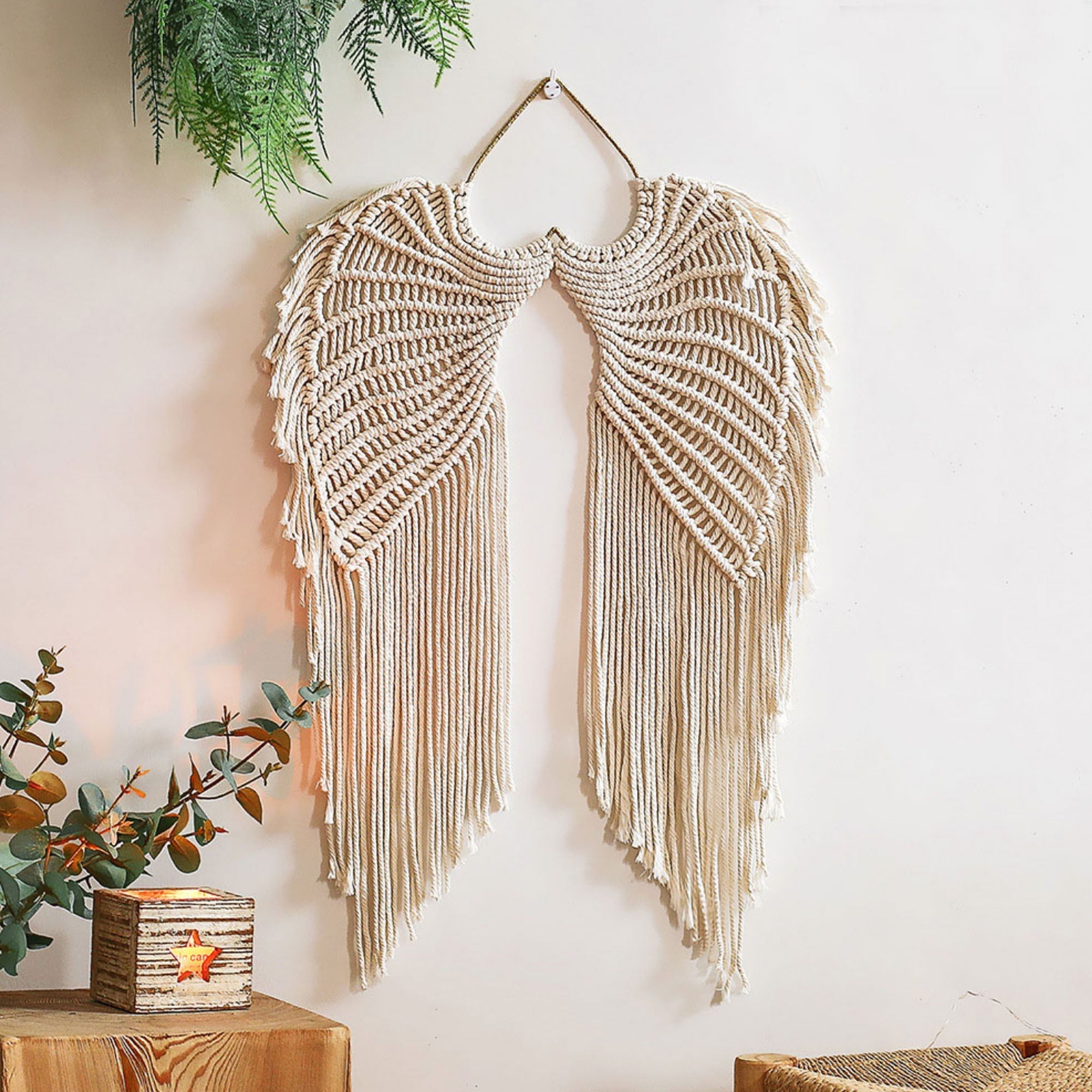 Makramowy wieszak ścienny LUMI Wings - ręcznie robiony wystrój boho