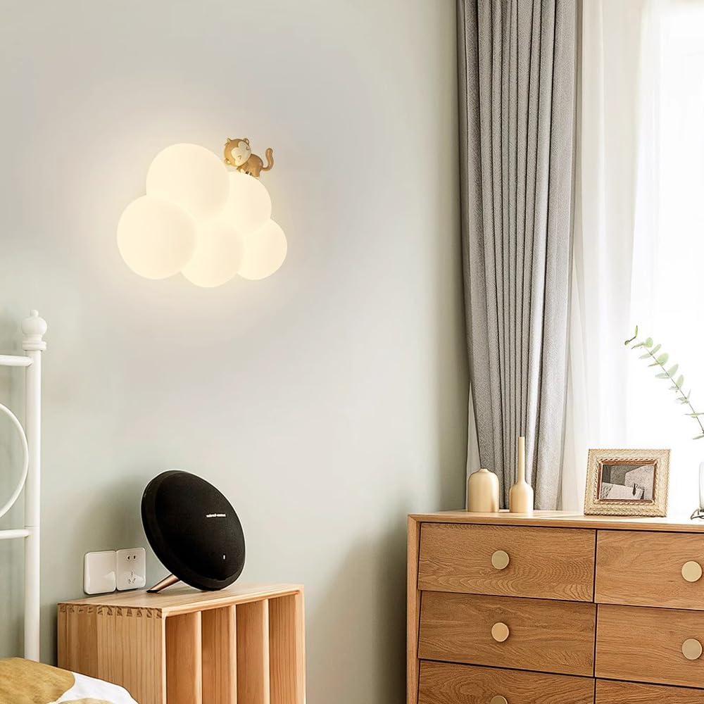 NimbusGlow | Kinkiet dziecięcy LED | Lampka ścienna w kształcie chmurki