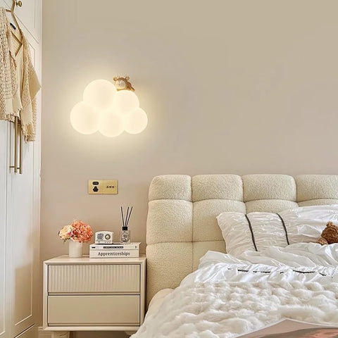 NimbusGlow | Kinkiet dziecięcy LED | Lampka ścienna w kształcie chmurki