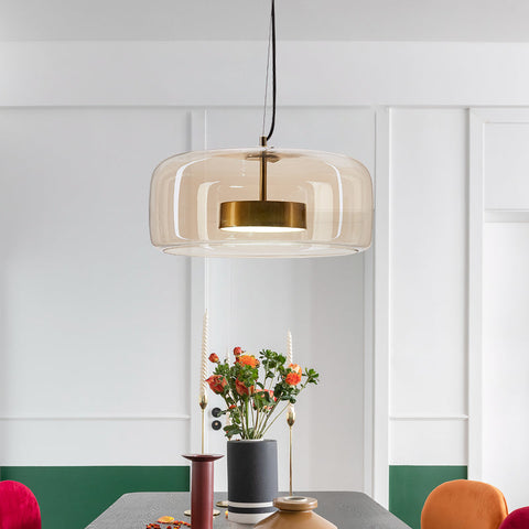 Lampa wisząca Elaya | Nowoczesne oświetlenie do salonu | Szkło i złoty akcent