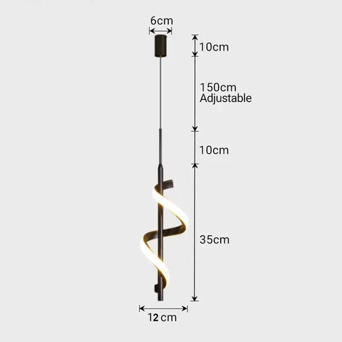 Lampa Wisząca Elvora | Nowoczesne Oświetlenie LED | Spiralny Kształt w Złocie lub Czerni