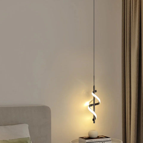 Lampa Wisząca Elvora | Nowoczesne Oświetlenie LED | Spiralny Kształt w Złocie lub Czerni