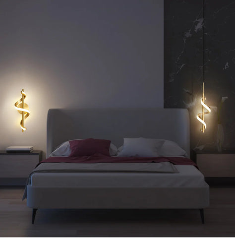 Lampa Wisząca Elvora | Nowoczesne Oświetlenie LED | Spiralny Kształt w Złocie lub Czerni