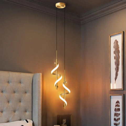 Lampa Wisząca Elvora | Nowoczesne Oświetlenie LED | Spiralny Kształt w Złocie lub Czerni