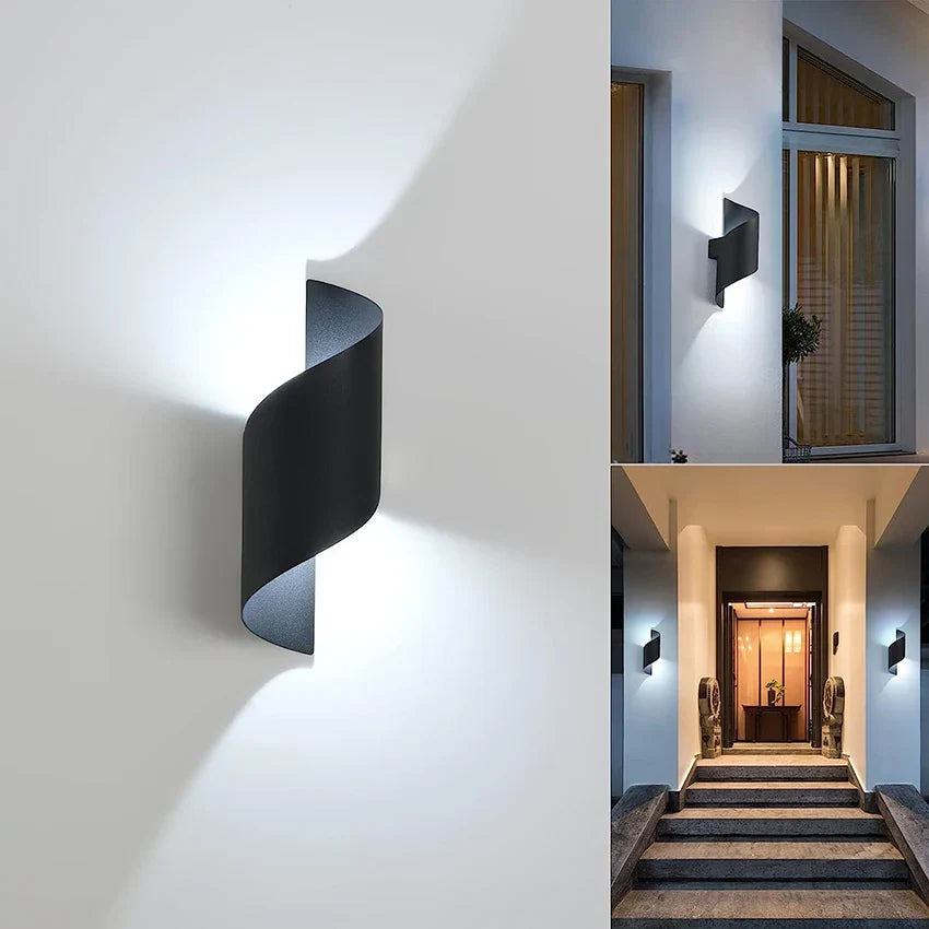 TwistGlow Lampa Ścienna LED | Nowoczesna Lampa Zewnętrzna | Wodoodporna IP65