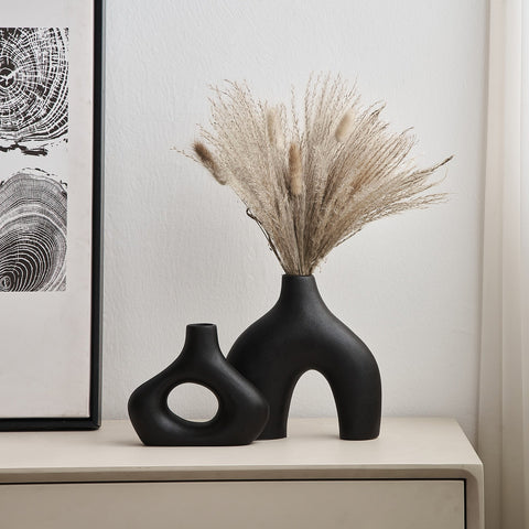 Zestaw Wazonów Freya | Rzeźbiarska Dekoracja Wnętrz | Ceramiczne Duo w Stylu Nordyckim