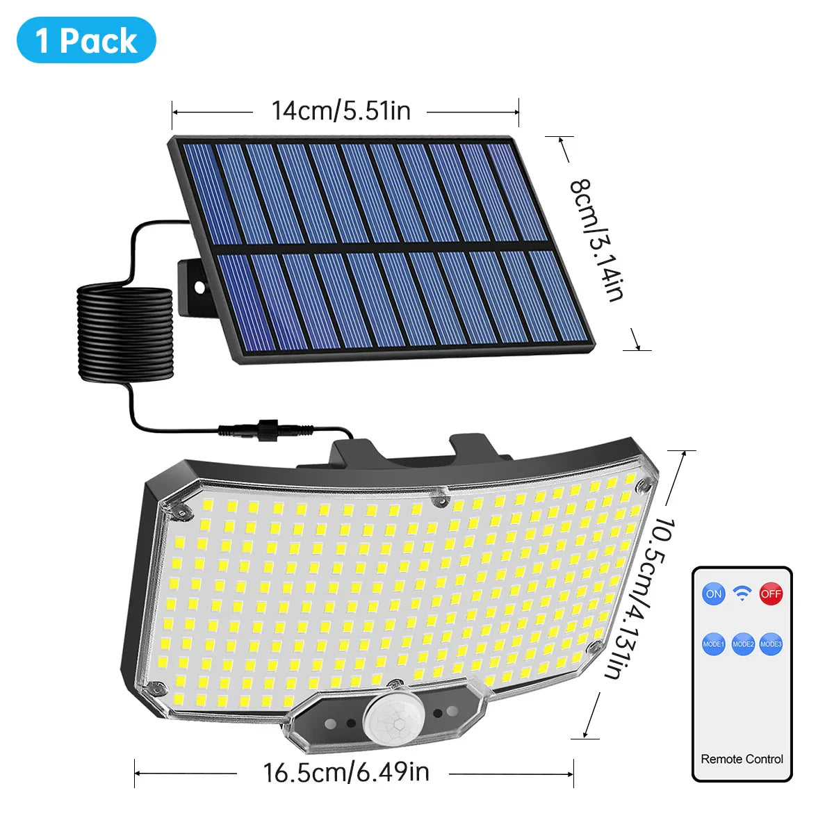 Lampa Solarna LumaTech | 234 LED COB | Czujnik Ruchu + Pilot | IP65 Oświetlenie Ogrodowe