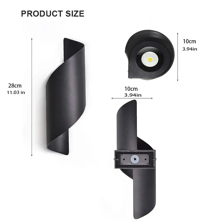 TwistGlow Lampa Ścienna LED | Nowoczesna Lampa Zewnętrzna | Wodoodporna IP65
