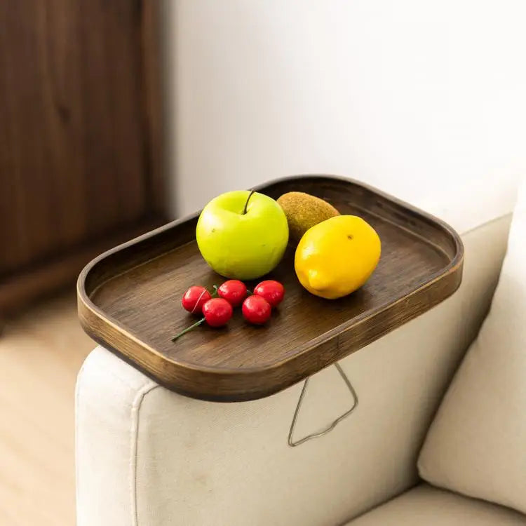 WoodClamp Taca na Poręcz | Akcesorium do Kanapy | Naturalny Bambusowy Design