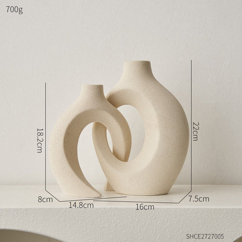 Zestaw Wazonów Freya | Rzeźbiarska Dekoracja Wnętrz | Ceramiczne Duo w Stylu Nordyckim
