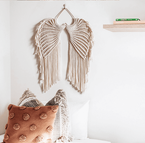 Makramowy wieszak ścienny LUMI Wings - ręcznie robiony wystrój boho