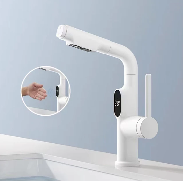 Kran z Wyświetlaczem LED | Inteligentna Bateria z Termometrem | 360° Wyciągana Wylewka