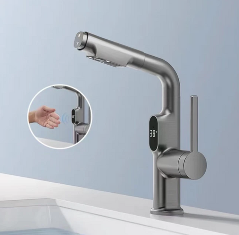 Kran z Wyświetlaczem LED | Inteligentna Bateria z Termometrem | 360° Wyciągana Wylewka