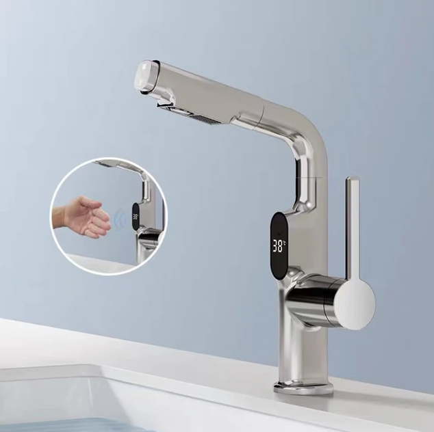Kran z Wyświetlaczem LED | Inteligentna Bateria z Termometrem | 360° Wyciągana Wylewka