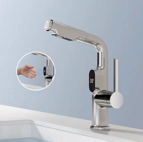 Kran z Wyświetlaczem LED | Inteligentna Bateria z Termometrem | 360° Wyciągana Wylewka