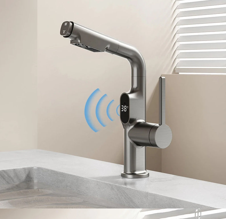 Kran z Wyświetlaczem LED | Inteligentna Bateria z Termometrem | 360° Wyciągana Wylewka