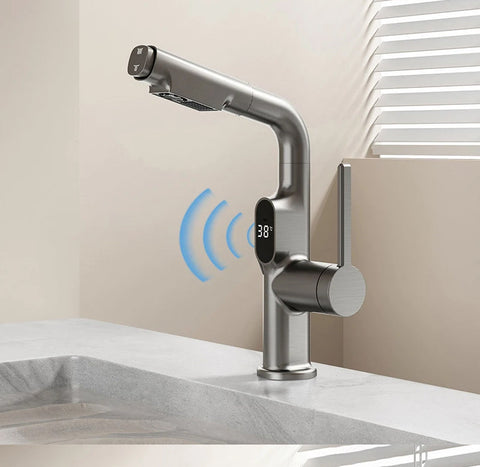Kran z Wyświetlaczem LED | Inteligentna Bateria z Termometrem | 360° Wyciągana Wylewka