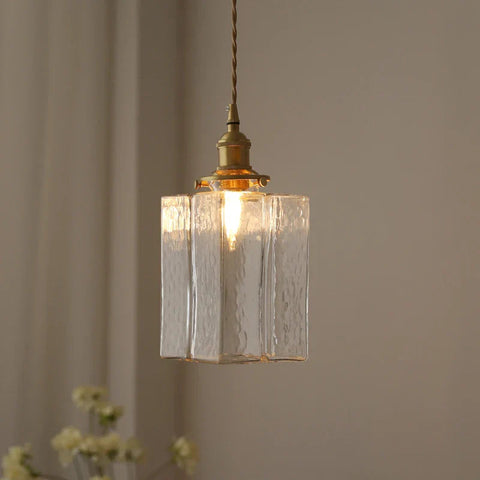 Prisma Trio | Lampa Wisząca Retro | Tłoczone Szkło i Złote Detale