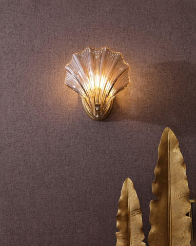 Perłowa Muszla | Kinkiet Dekoracyjny | Szklana Oprawa w Stylu Art Deco