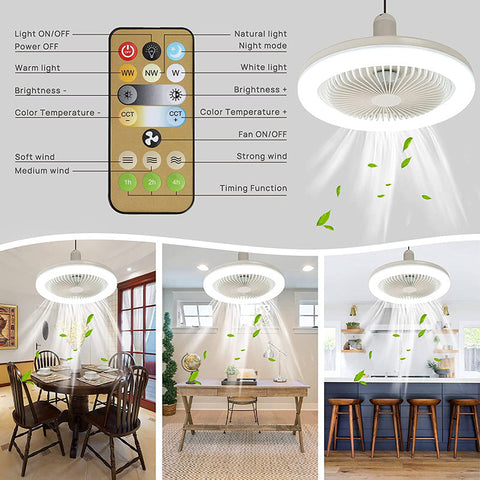 Lampa Sufitowa SocketAir | Lampa z Wiatrakiem | LED i Pilot Bezprzewodowy
