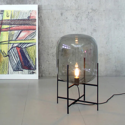 Lampa Podłogowa Riva | Lampa Stojąca | Szkło Dymione i Metal
