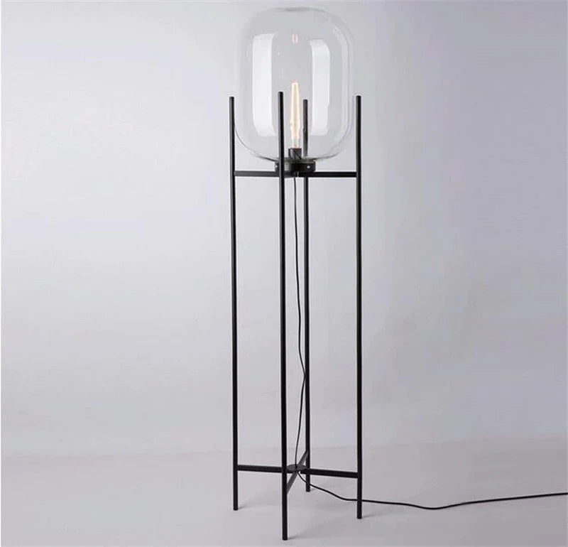 Lampa Podłogowa Riva | Lampa Stojąca | Szkło Dymione i Metal