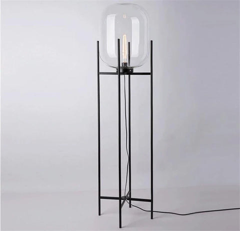 Lampa Podłogowa Riva | Lampa Stojąca | Szkło Dymione i Metal