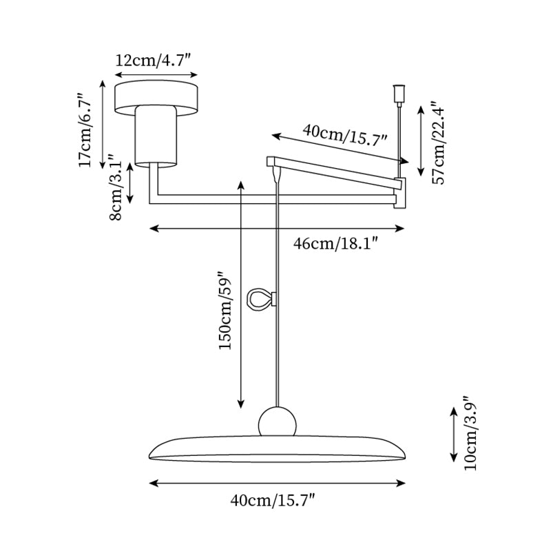 Lampa wisząca Laxo | Oświetlenie sufitowe metalowe | Ruchome ramię