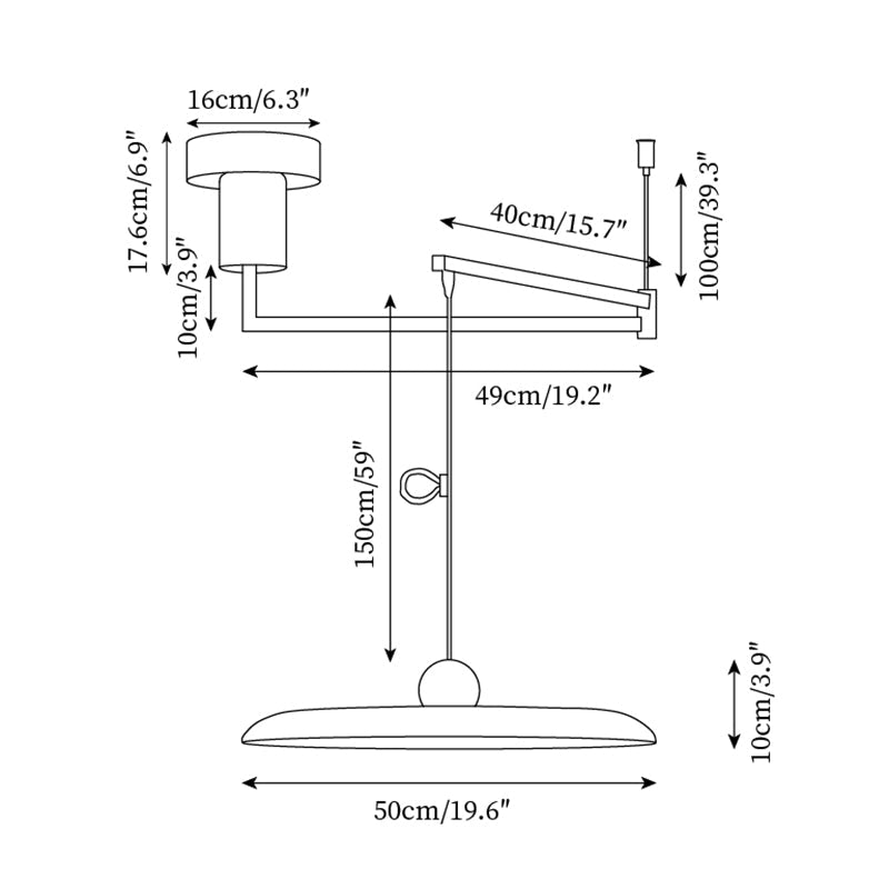 Lampa wisząca Laxo | Oświetlenie sufitowe metalowe | Ruchome ramię