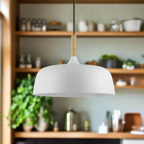 Nordika Dome | Lampa Wisząca LED | Styl Skandynawski z Drewnianym Akcentem