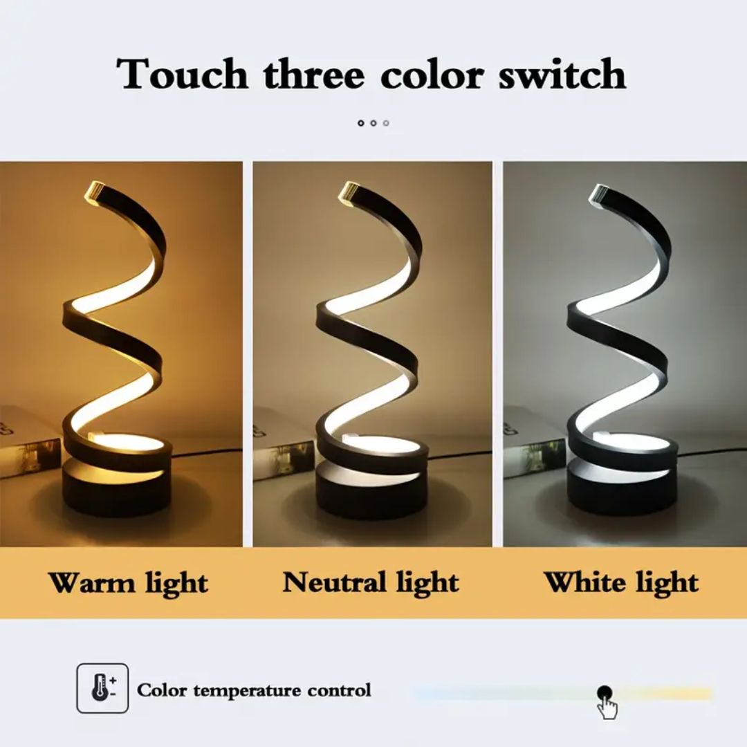 SPIRALEK | Lampa Stolikowa LED | Światło Dekoracyjne w Stylu Nowoczesnym