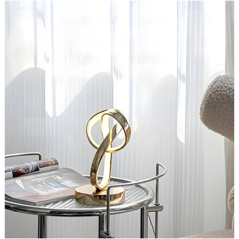 Ignis | Lampa Stołowa LED | Rzeźbiarska Forma Pierścienia | USB i Ściemniacz Dotykowy