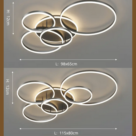 Lampa Circulo | Plafon LED Nowoczesny | 5–6 Pierścieni Regulowanych Pilotem