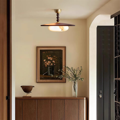 Lampa sufitowa Luno | Oświetlenie dekoracyjne | Drewno i alabaster syntetyczny