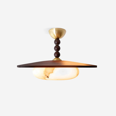 Lampa sufitowa Luno | Oświetlenie dekoracyjne | Drewno i alabaster syntetyczny