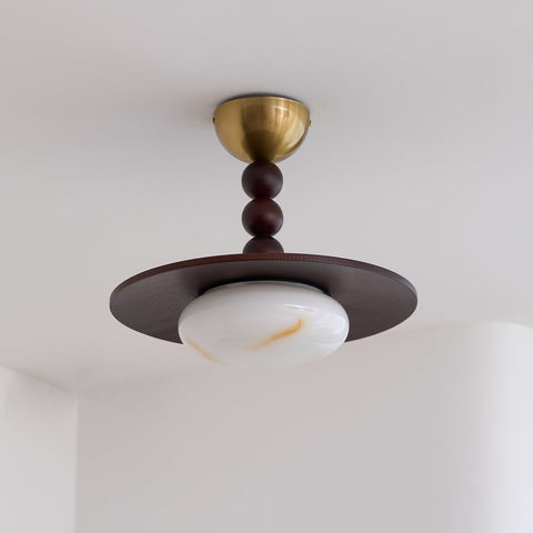 Lampa sufitowa Luno | Oświetlenie dekoracyjne | Drewno i alabaster syntetyczny