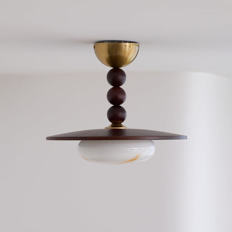 Lampa sufitowa Luno | Oświetlenie dekoracyjne | Drewno i alabaster syntetyczny