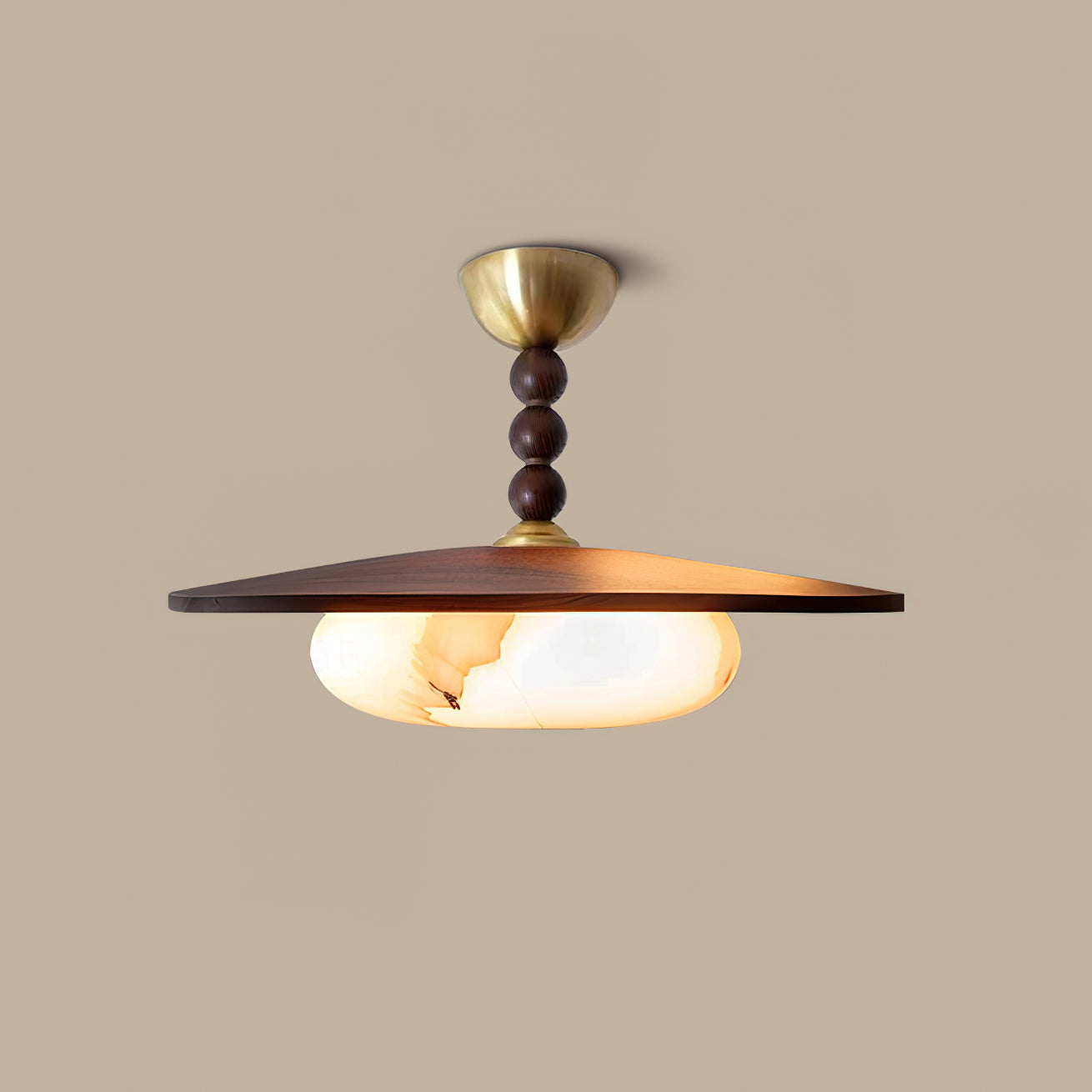 Lampa sufitowa Luno | Oświetlenie dekoracyjne | Drewno i alabaster syntetyczny
