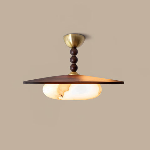 Lampa sufitowa Luno | Oświetlenie dekoracyjne | Drewno i alabaster syntetyczny