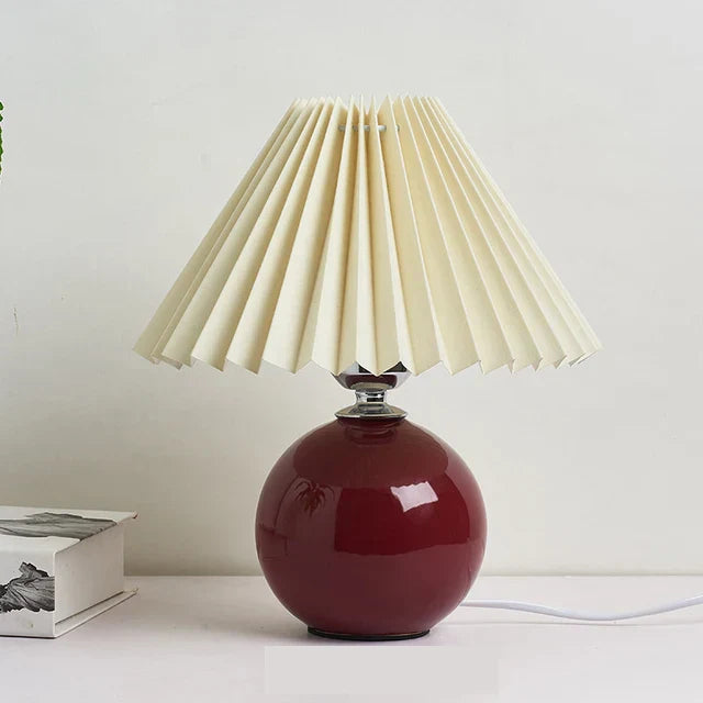 Lampa Plico | Lampka stołowa vintage | Plisowany abażur i ceramiczna podstawa
