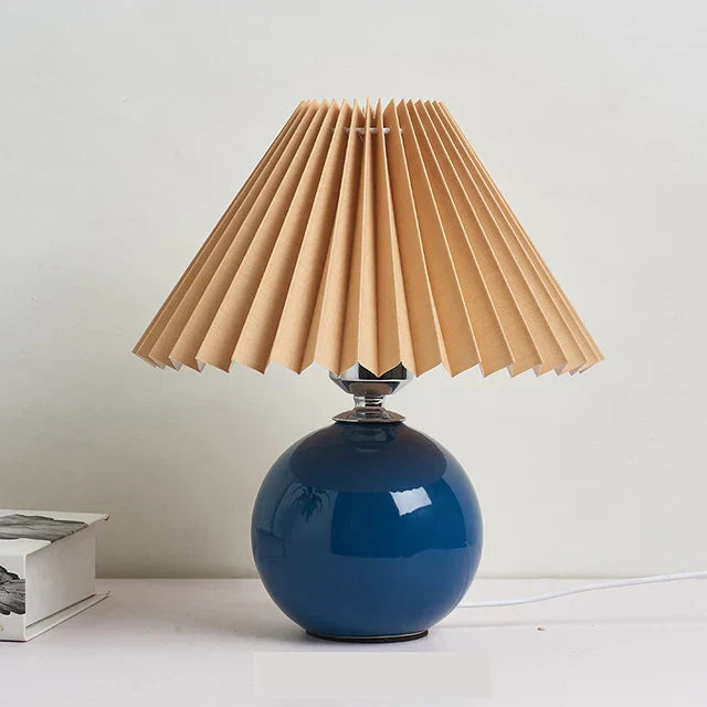 Lampa Plico | Lampka stołowa vintage | Plisowany abażur i ceramiczna podstawa